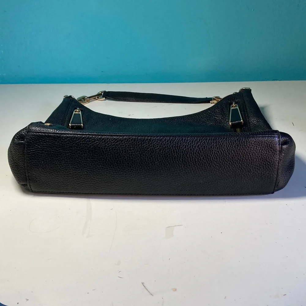 Michael Kors Matilda Black Pebbled Leather Handbag with Gold Accents 12 X 14”